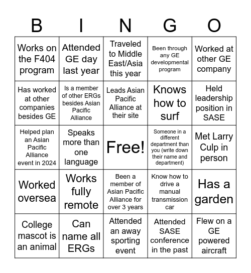 NETWORKING BINGO Card