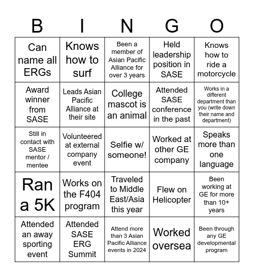 NETWORKING BINGO Card