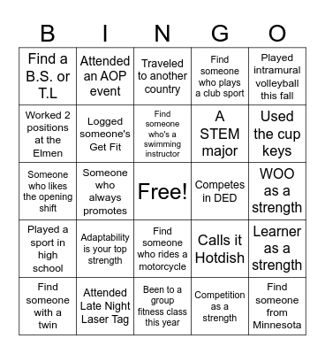 Desk Staff Bingo Card
