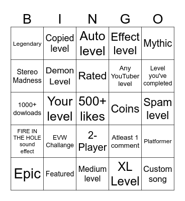 GD Random tab bingo! Bingo Card