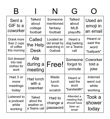 WORK BINGO Card