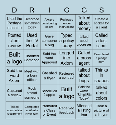 Reputation Rising Bingo Card