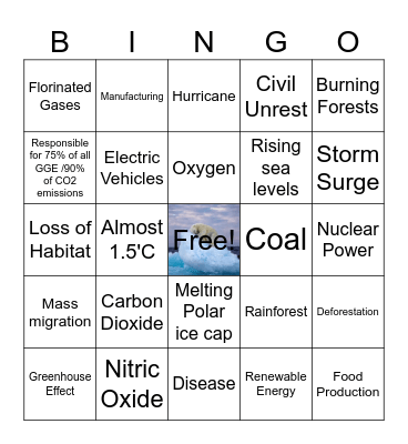 Global Warming Bingo Card