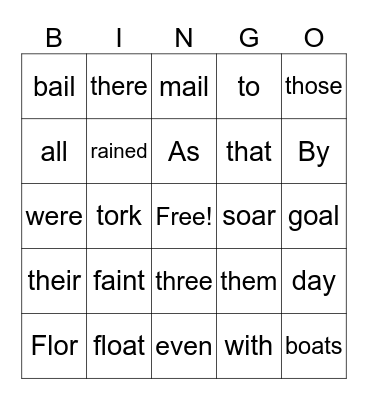 4th Grade Bingo Card