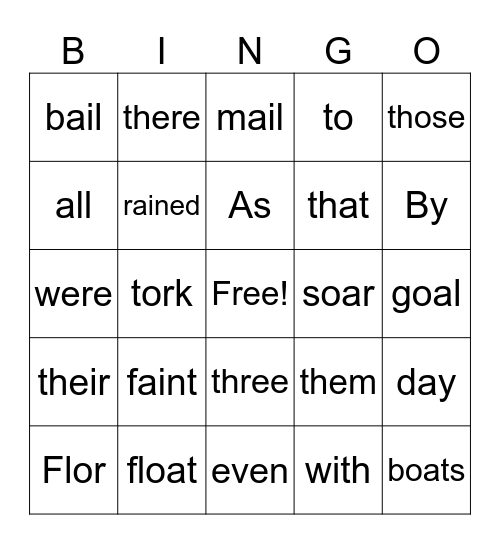 4th Grade Bingo Card
