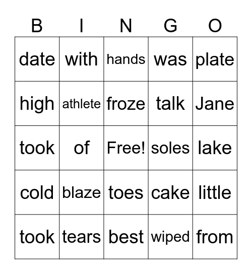5th Grade Bingo Card