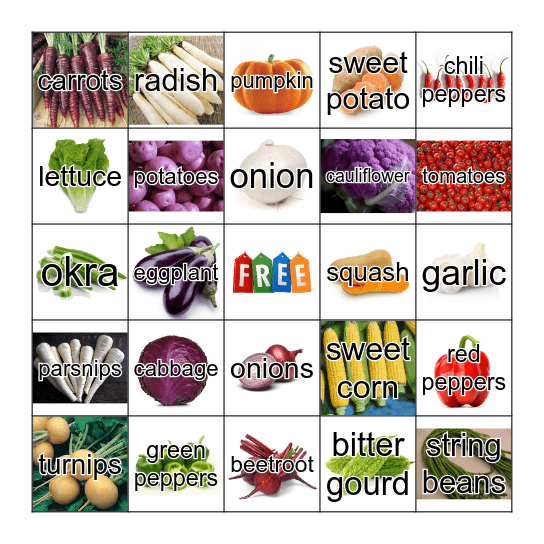 VEGETABLE BINGO! Bingo Card