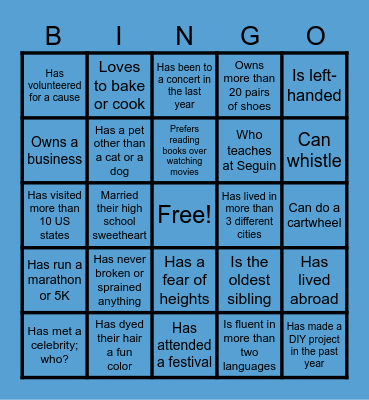 2014 Class Bingo Card