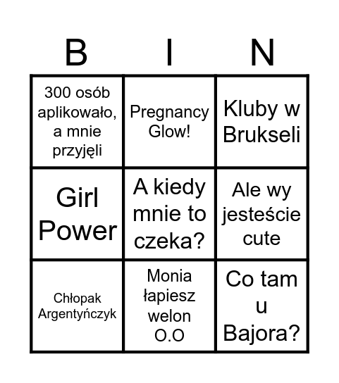 Wesele Hej! Bingo Card