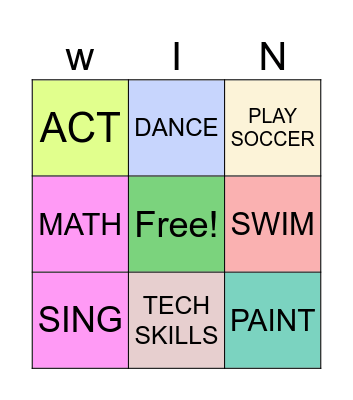 SKILLS BINGO Card