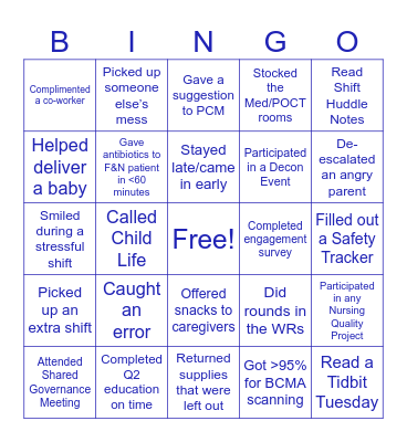ED Celebration Week (RN/LPN/Medic) Bingo Card