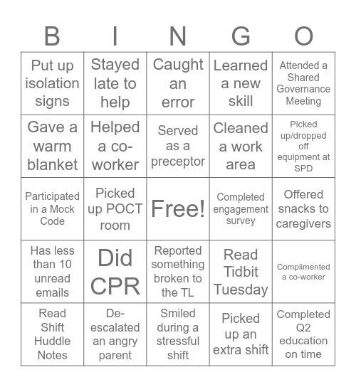 ED Celebration Week (CSA/US) Bingo Card