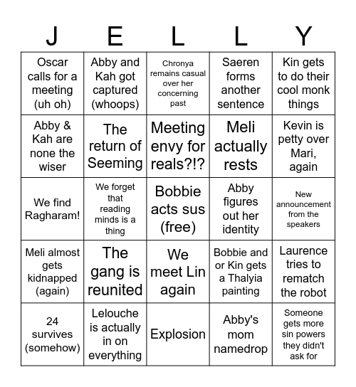 Robot Squids: Sin Edition Bingo Card