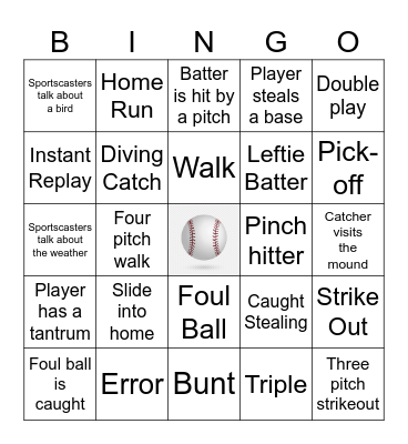 Baseball Bingo Card