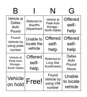 Customer Service Week - Auto Pound Bingo Card