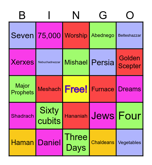 The Books of Daniel & Esther Bingo Card