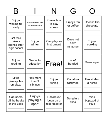 Get to Know Your Leaders Bingo Card