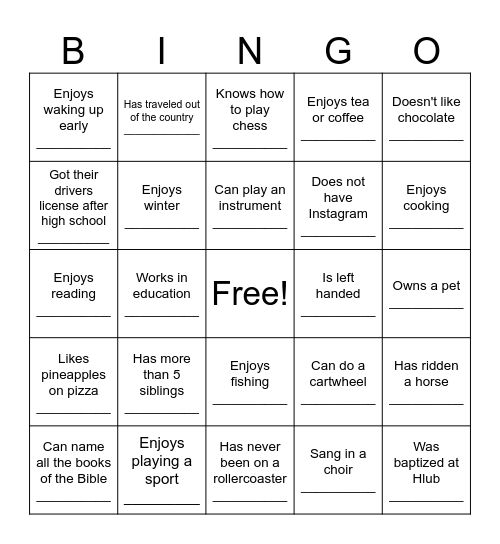 Get to Know Your Leaders Bingo Card