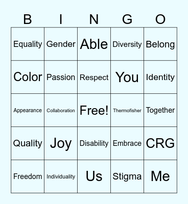 Diversity Bingo Card