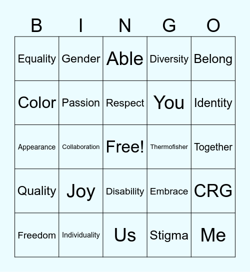 Diversity Bingo Card