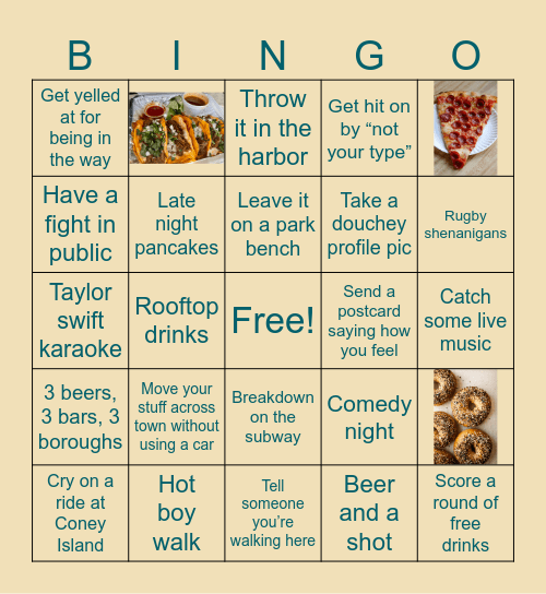 Love and War in The City Bingo Card