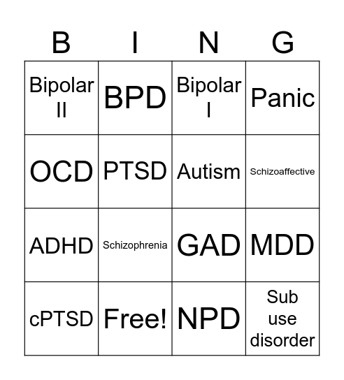 🤪🤪🤪 Bingo Card