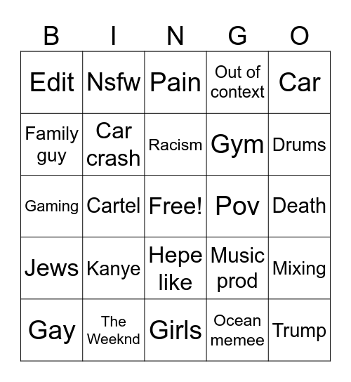 IG Reels Bingo Card