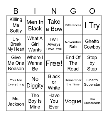 80s/90s Bingo Round 2 Bingo Card