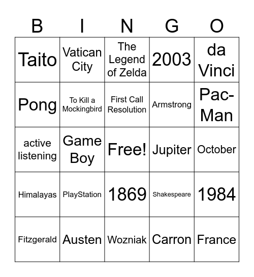 Untitled Bingo Card