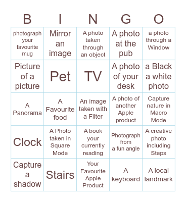 In the House Bingo Card