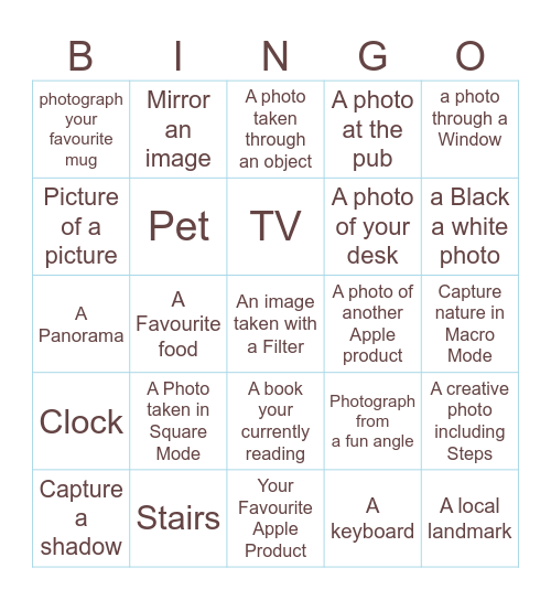 In the House Bingo Card