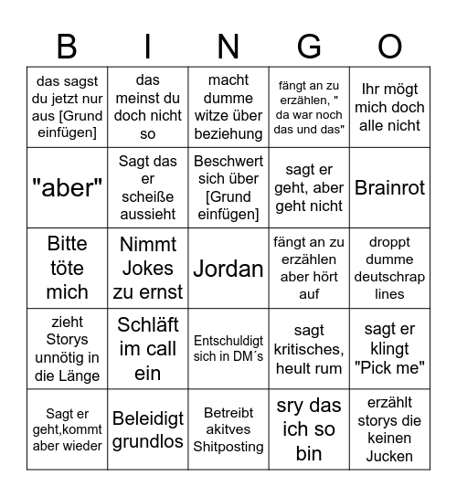 Jordan Bingo Card