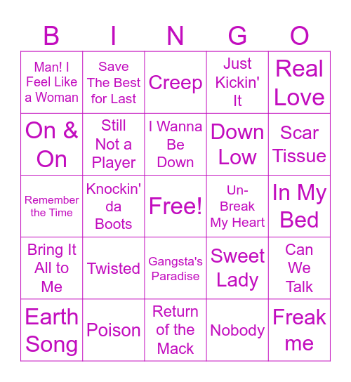 80s/90s Bingo Round 5 Bingo Card