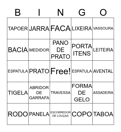 Bingo Chá de Panela Bingo Card