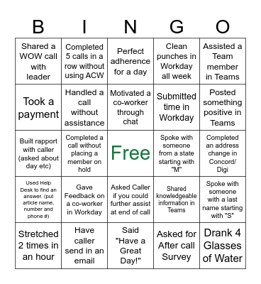 2024 Customer Service Bingo Challenge Bingo Card