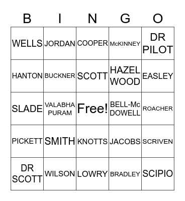 HORNET NEST Bingo Card