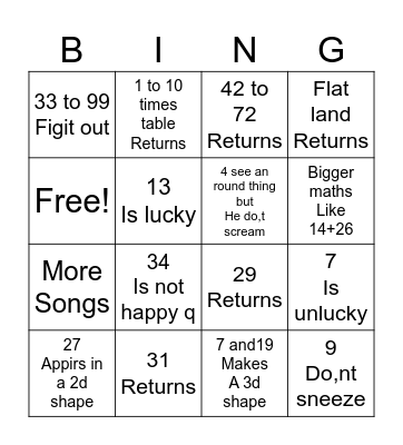 Numberblocks sierie 8 bingo Card