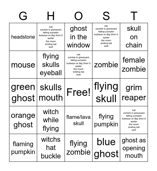 GHOST BINGO Card