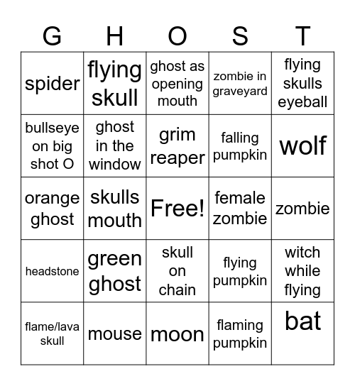 GHOST BINGO Card