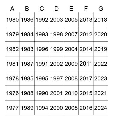 Now Years Of YouTube Bingo Card