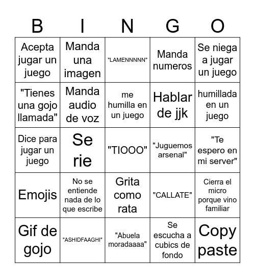 🗣 Bingo Card