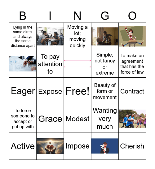 Spelling and Vocab List 5 Bingo Card