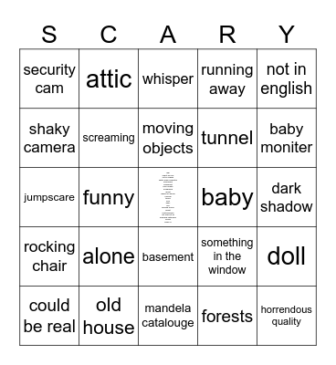 horror bingo Card