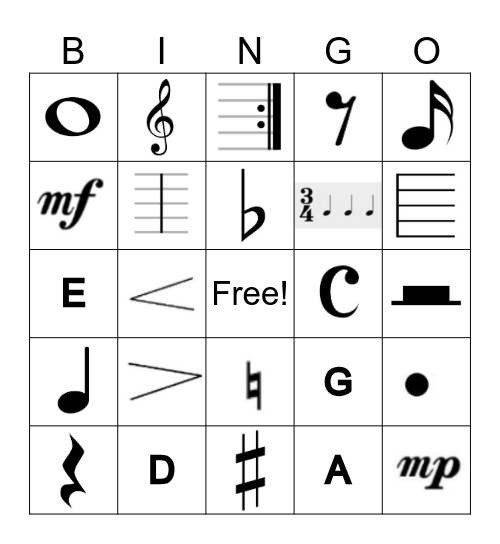 Musical Bingo! Bingo Card