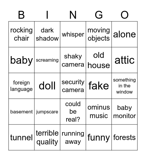 scary bingo\ Bingo Card