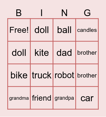 FAMILY AND FRIENDS Bingo Card