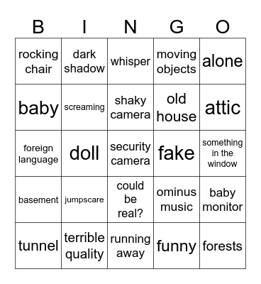 scary bingo\ Bingo Card