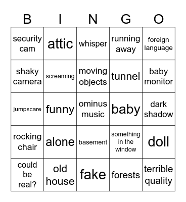 scary bingo/ Bingo Card