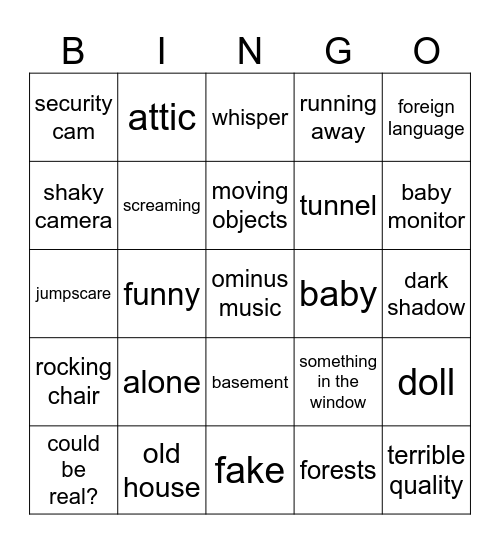 scary bingo/ Bingo Card