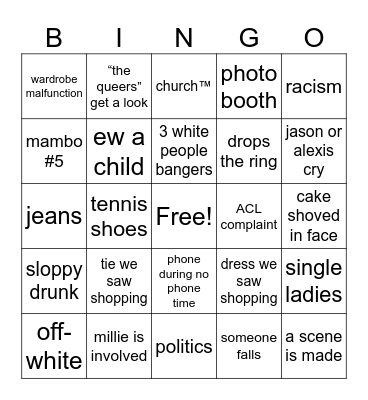 wedding Bingo Card